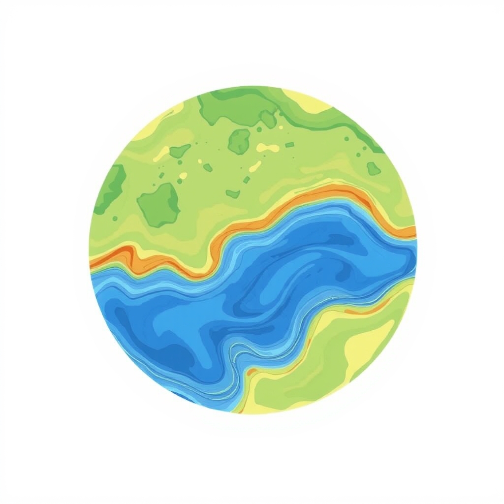 Satellite flood mapping visualization showing water detection