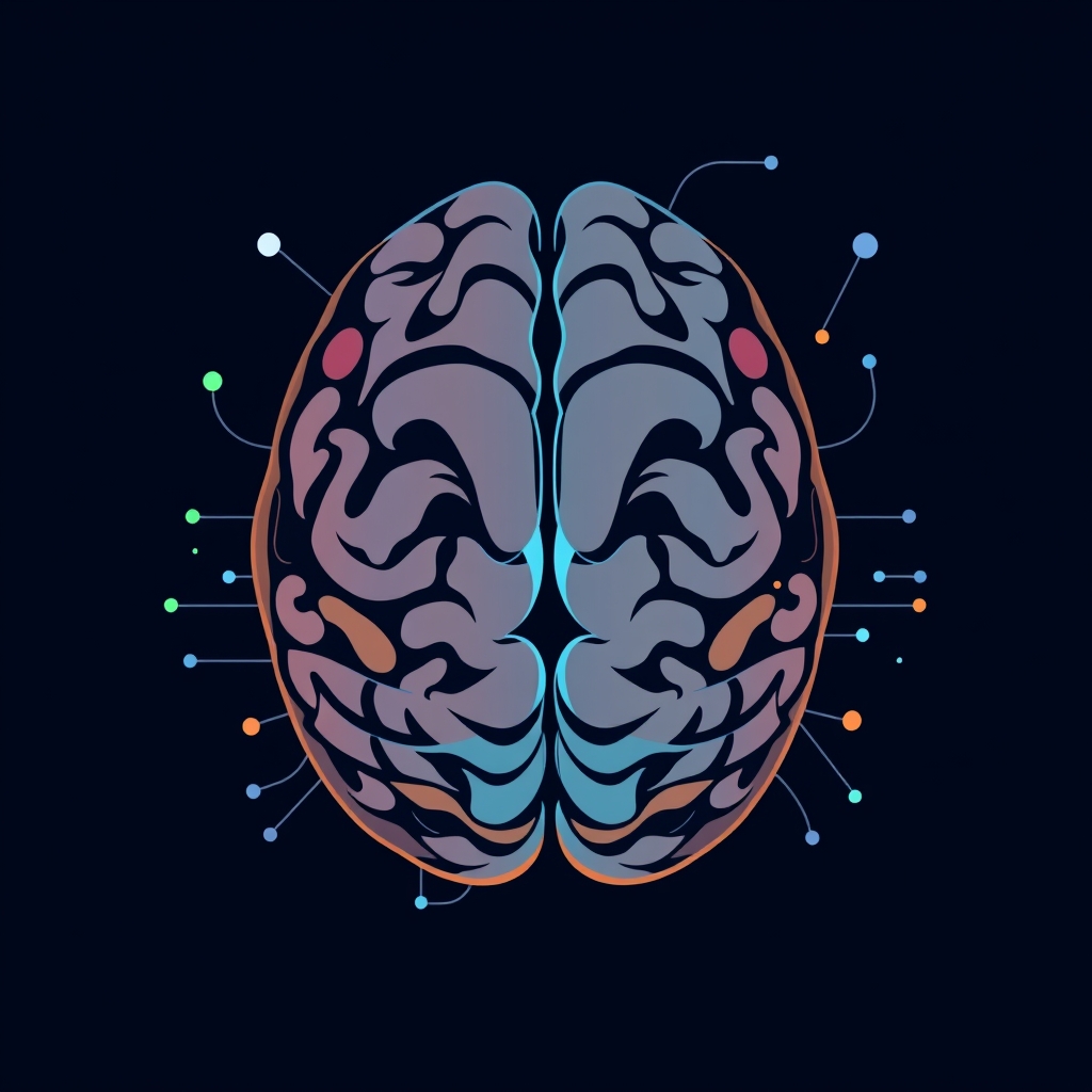 Brain MRI scan with data extraction visualization