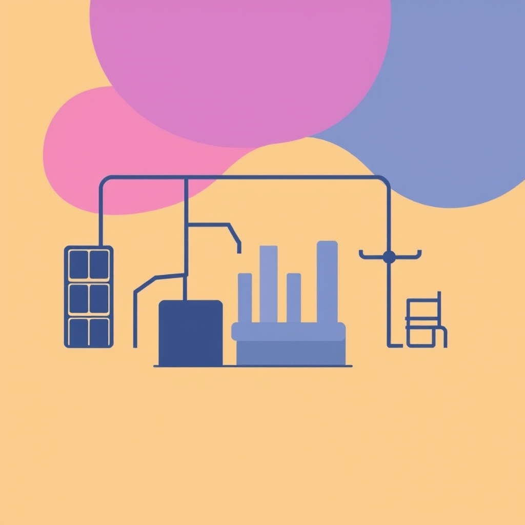 Recycled products on factory assembly line